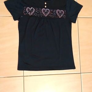 Black casual shirt, with nice heart details.